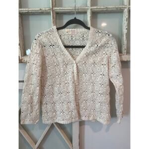 Vintage cream colored crocheted cardigan sweater delicate Shanghai China